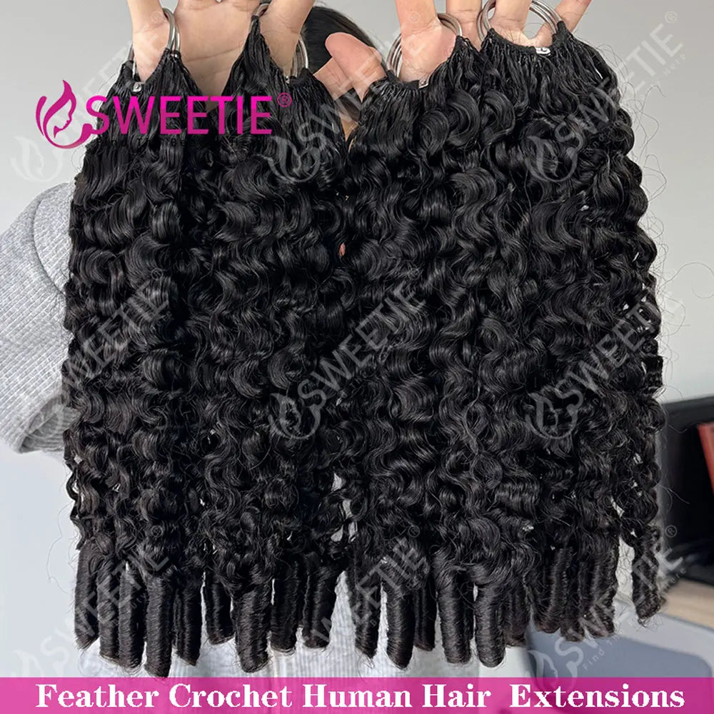 Crochet Human Hair Spanish Spiral Curly 12A Pixie Curly Virgin Human Hair Feather Crochet Hair Extensions For Braiding Invisible
