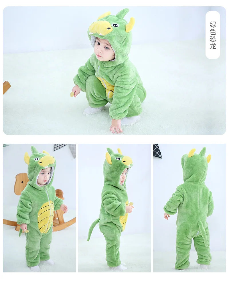 Autumn Winter Cartoon Style Winter Long Sleeve Baby Boys Girls Rompers Toddler Kids Playsuit Jumpsuits Baby Clothes Child Onesie