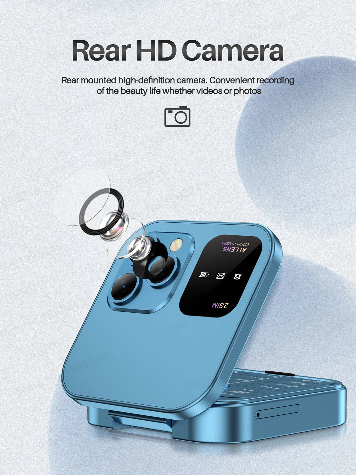 SERVO i16 PRO Flip Mini Mobile Phone Dual SIM Call Recording Speed Dial Magic Voice FM Radio 2G GSM Small Fold Button Telephones