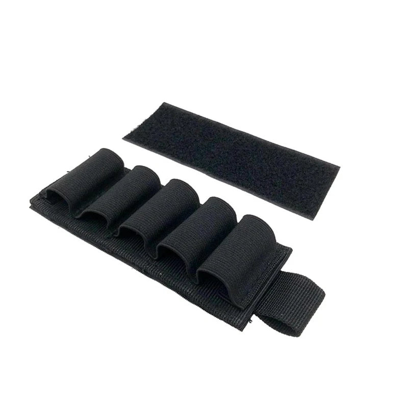Tactical Hunting Ammo Holder 5 Rounds Shell Holder Bullet Bag Adhesive Patch for Rifle 12GA Shotgun Hunting Gun Accessories
