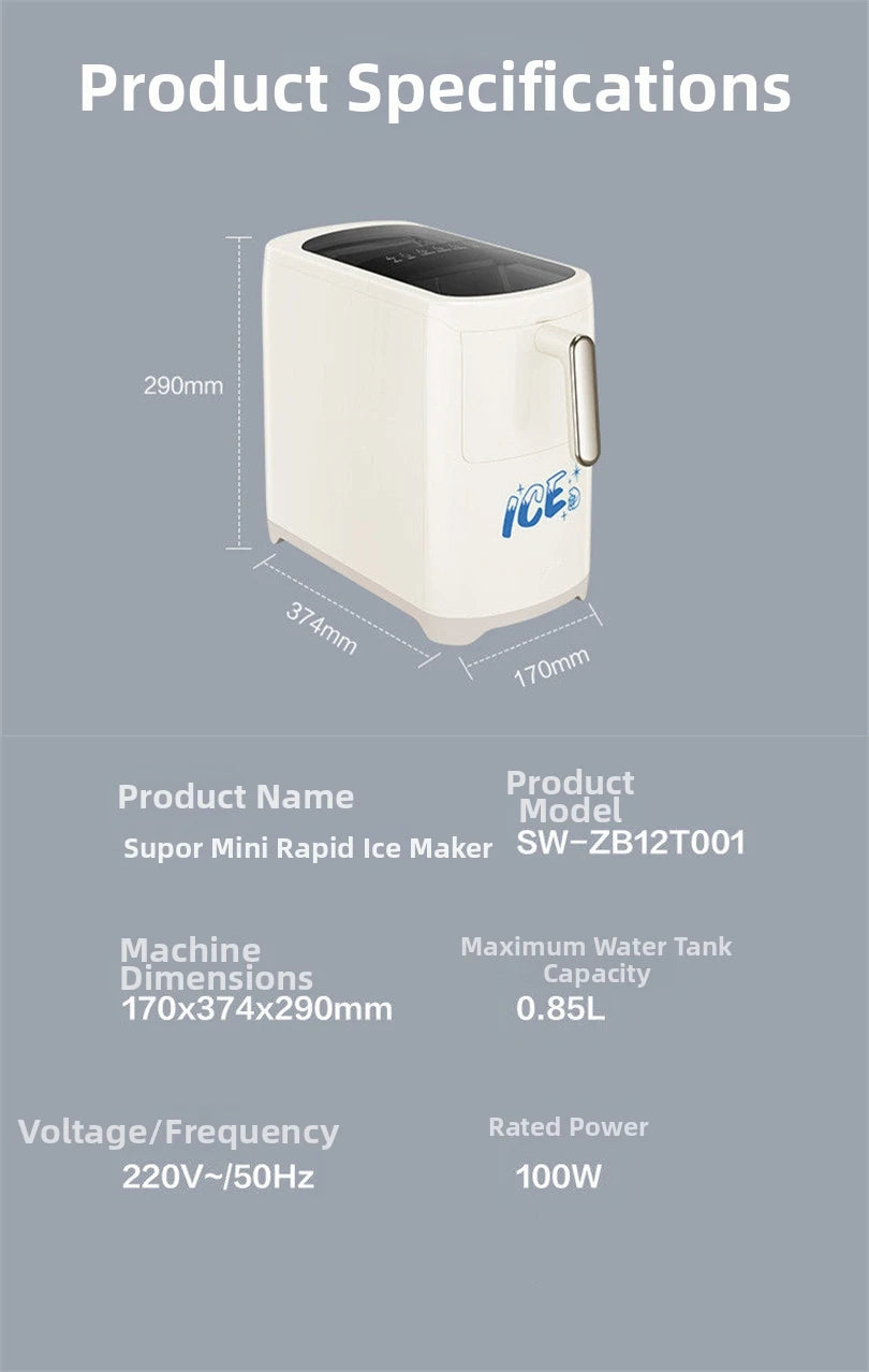 Mini Ice Maker Machine for Home Dorm Student, Portable Automatic Ice Maker with Small Power, Compact Countertop Ice Cube Maker,