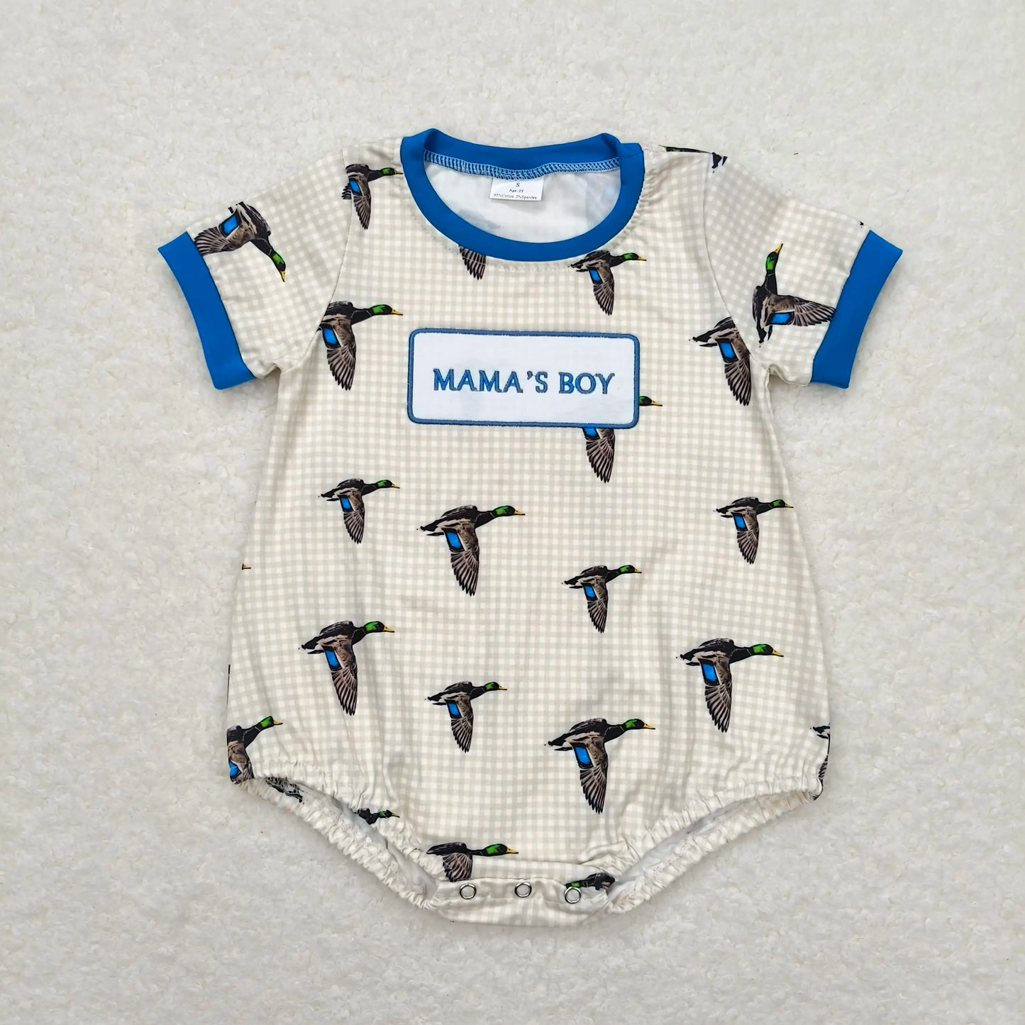 SR2392 Wholesale baby rompers kids clothes boys Embroidered camouflage duck Short sleeve romper Summer Boutique baby boy clothes