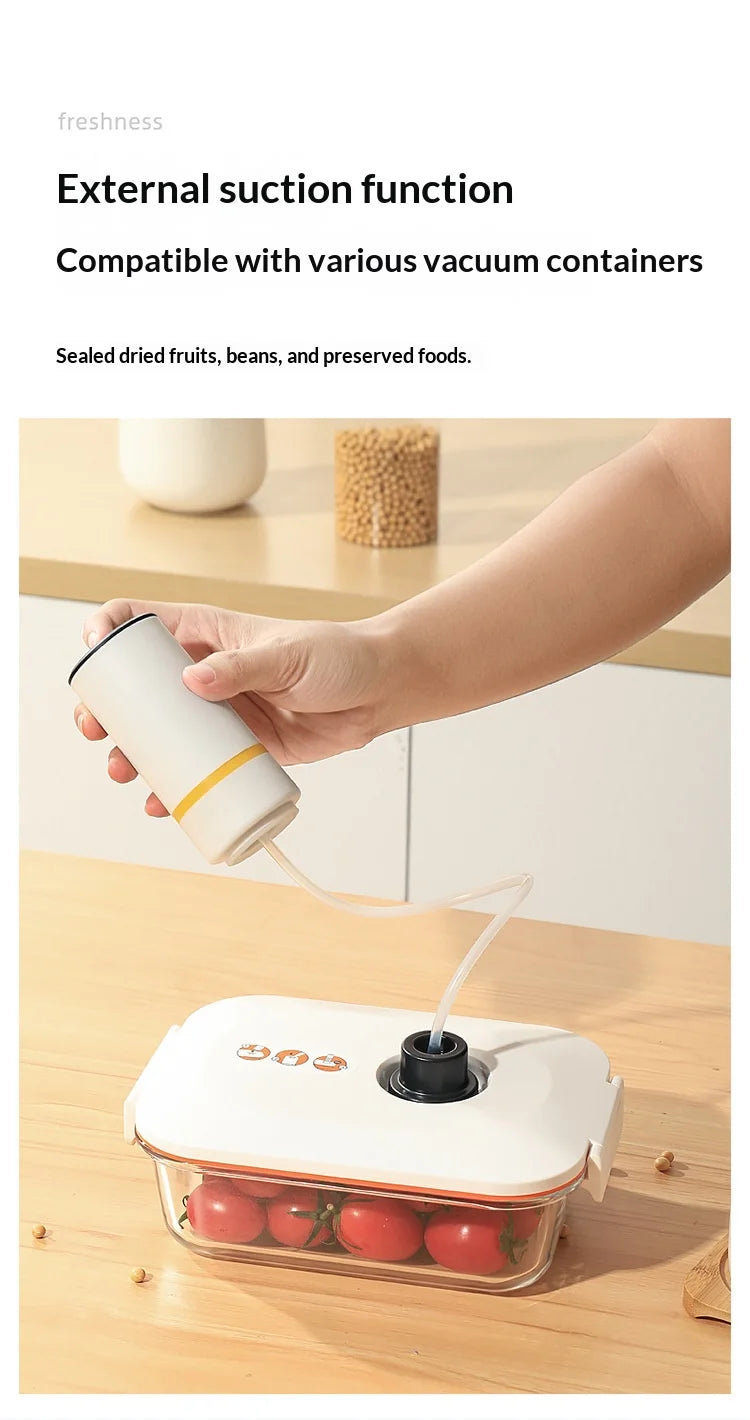 USB Charging Mini Handheld Vacuum Pump, Automatic Electric Food Vacuum Sealer for Fruit Meat Snack Storage with Vacuum Bags