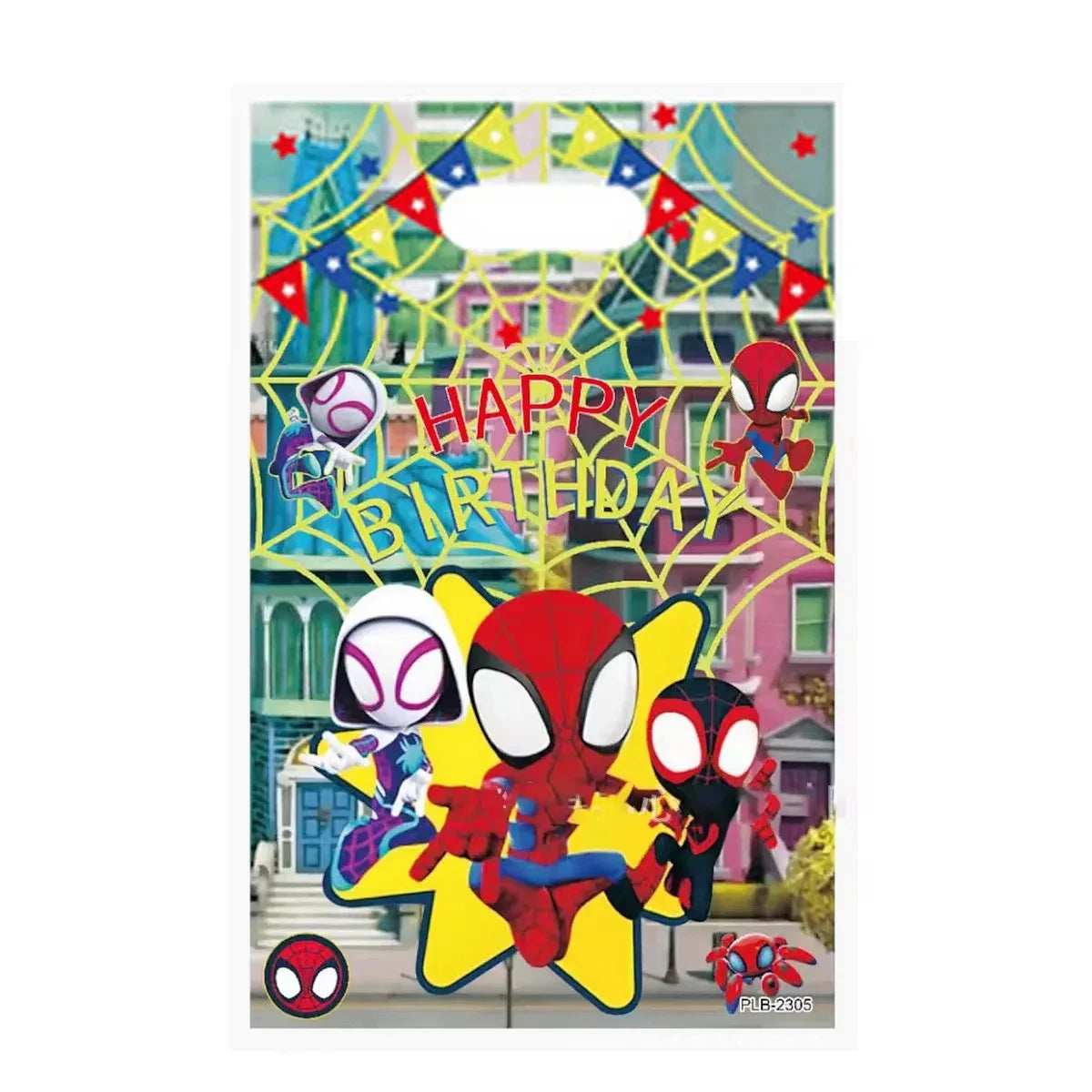 Spiderman Birthday Party Decoration Banner 'Spidey And His Amazing Friends' Silicone Bracelet Tinplate Badge Stickers Gift Bags
