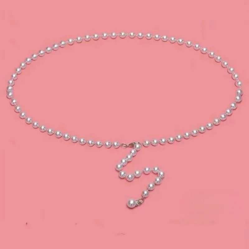Fashion Pearl Waist Chain Versatile Waistband Belt Temperament Elegant Body Jewelry Girls Dress Strap Belly Chains Accessories