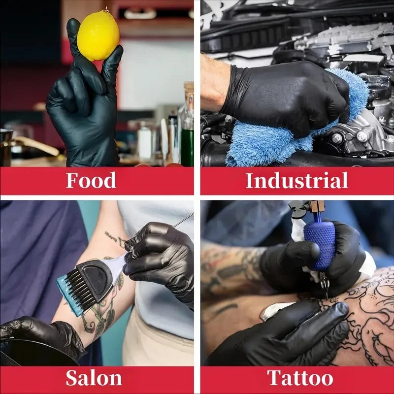 20/50/100PCS Black Nitrile Gloves Disposable Latex Free Household Gloves for Kitchen Cleaning Industrial Beauty Tattoo Gloves