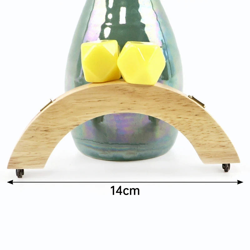 1Pc 14cm Mini Wooden Bag Handle Colored Beads Purse Frame Kiss Clasp Wallet Clourse Clip DIY Handmade Bracket Bags Accessories