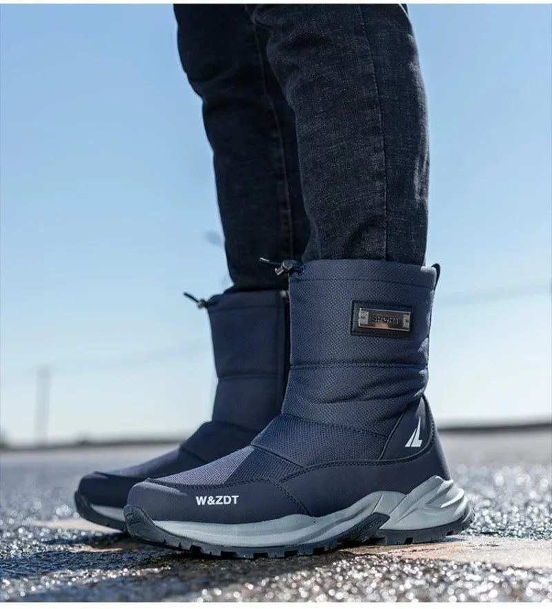 Winter Men's Boots Fashion High-top Casual Cotton Boot Thick Fur Plush Warm Snow Boots Non Slip Platform Boots for Men Botas2025