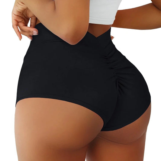 Womens Booty Shorts High Waist V Back Scrunch Workout Yoga Gym Shorts Dance Fitness Running Hot Pants Butt Lifting Rave Bottoms
