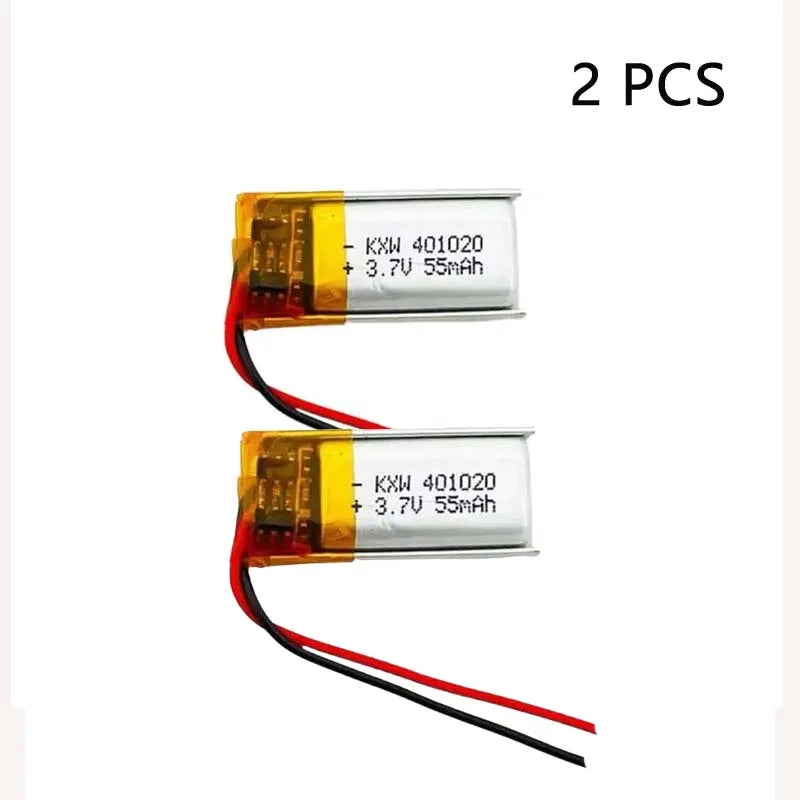Mini 401020 3.7V 55mAh Rechargeable Li-Polymer Battery for Watches, Bluetooth Headphones Beauty Devices Small Electronic Devices
