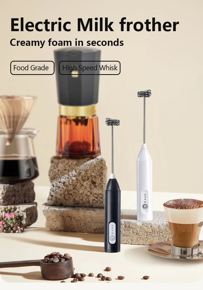 Wireless Milk Frothers Electric Recharge Handheld Blender Electrical Small Coffee Maker Whisk Mixer For Coffee Cappuccino Cream