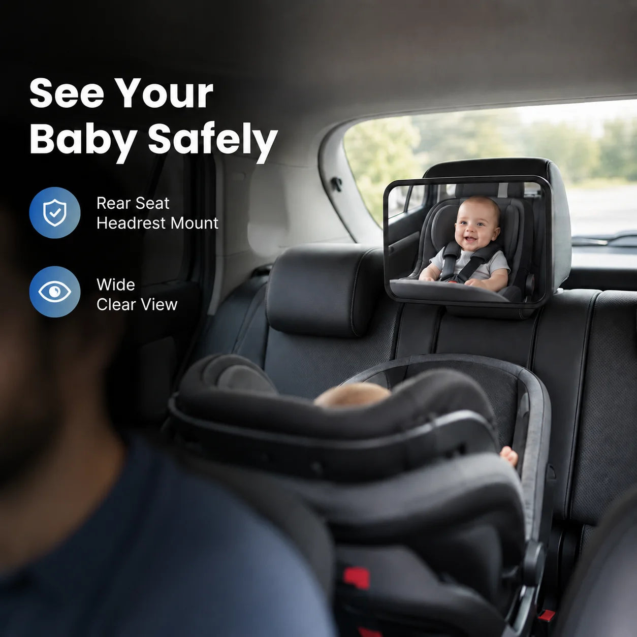 Universal Wide View Adjustable Car Seat Baby Mirror Headrest Mount  Safety Monitor  Interior  Back  Rearview for  Infant  Child