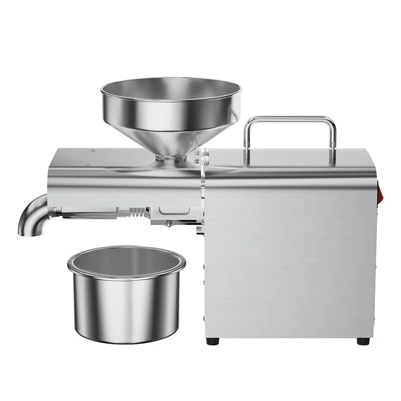 Electric Oil Press Machine, Cold/Hot for Home Use Automatic Oil Extractor for Peanut, Sesame, Sunflower Seeds, Stainless