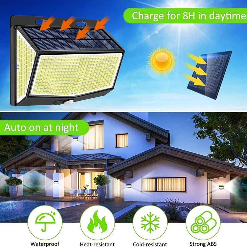Outdoor 100 LED/468 LED Solar Light Motion Sensor Waterproof Solar Light Solar Power Garden Corridor Decoration Emergency Light