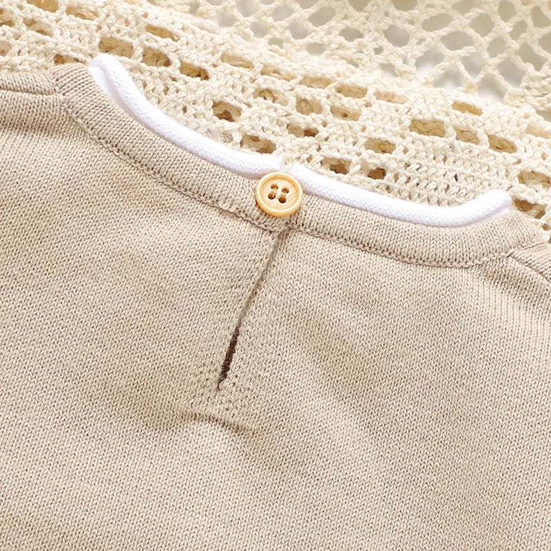Summer Solid Short Sleeve T-Shirts+Shorts 2PCS Outfits for Newborn Boys Cotton Clothes Sets 0-18m Infant Knit Tracksuits Costume