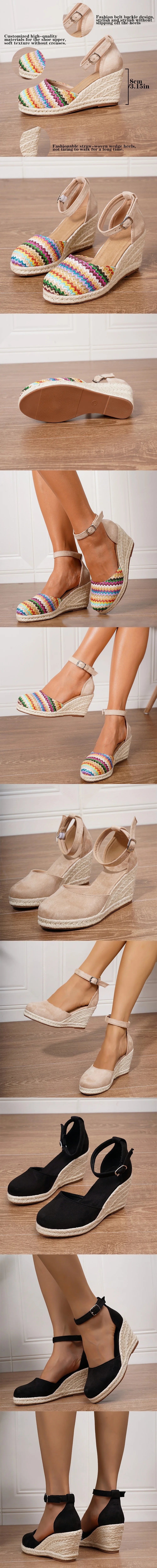 2025 Comfy Walk Big Size 43 Summer Lace Espadrilles Sandals Women Ankle Strap Platform Sandals High Heels Wedges Shoes Woman