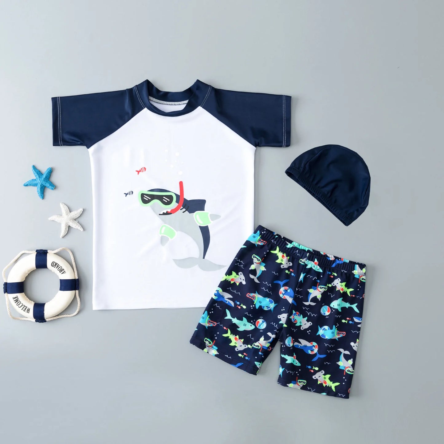 New Kids Swimsuit Medium Kids Baby Split Suit Swim Trunks Light Short Sleeve Beach Swimsuit Boys Swimsuit Swim Trunks Quick Dry