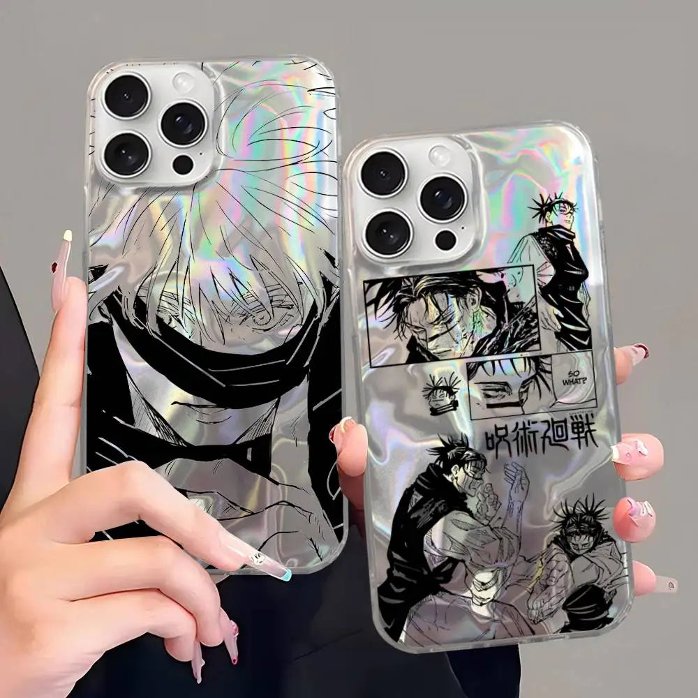 Hot Selling Gojo Satoru Hard Phone Case For IPhone 17 Pro Max 16 15 14 13 12 11 Water Ripple Silver Protective Cover