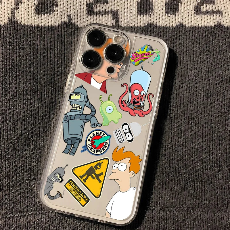 Funny Comic Futuramas Phone Case For IPhone 17 16e 16 15 14 13 12 11 Mini Air Pro Max X XR XSMax 7 8 Plus Transparent Back Cover