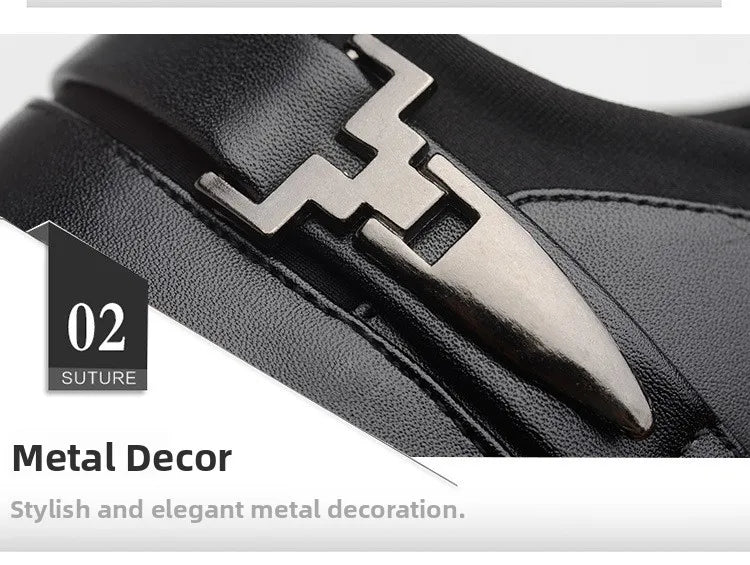 New Men's Slip-On Business Casual Shoes Large Size Fleece Lined Leather Shoes Wear Resistant Rubber Outsole Low Cut Ankle High