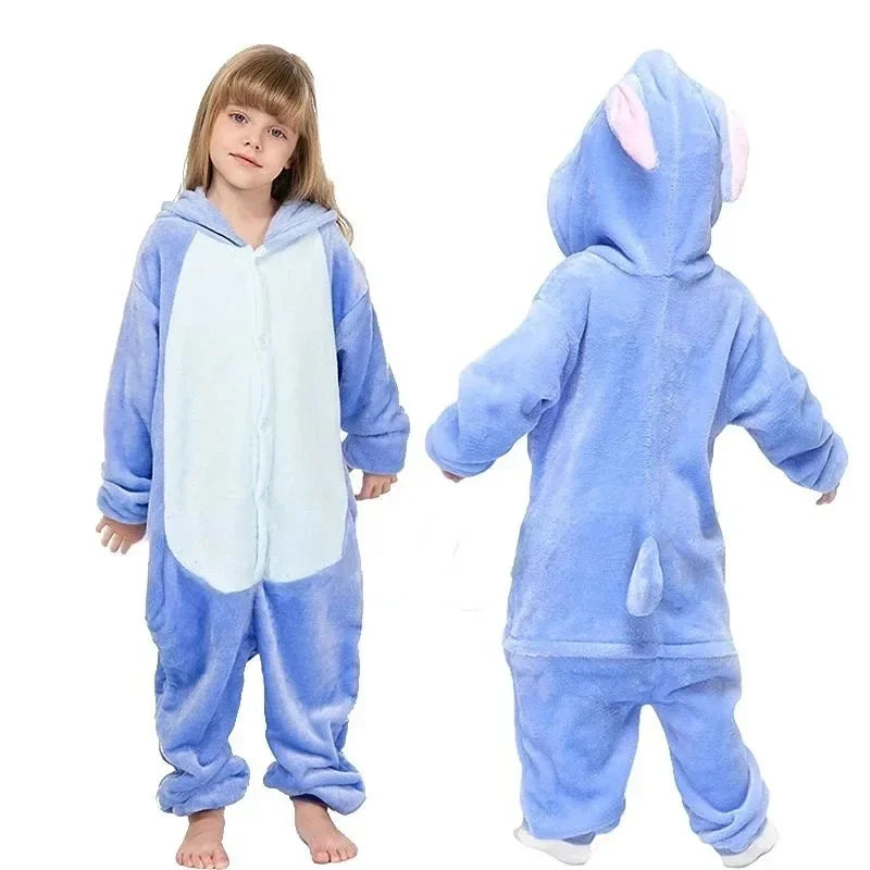 4 6 8 10 12 Years Girls Black Cat Jumpsuits Unicorn Pajamas Kigurumi Toddler Kids Hooded Flannel Home Wear Children Onesie