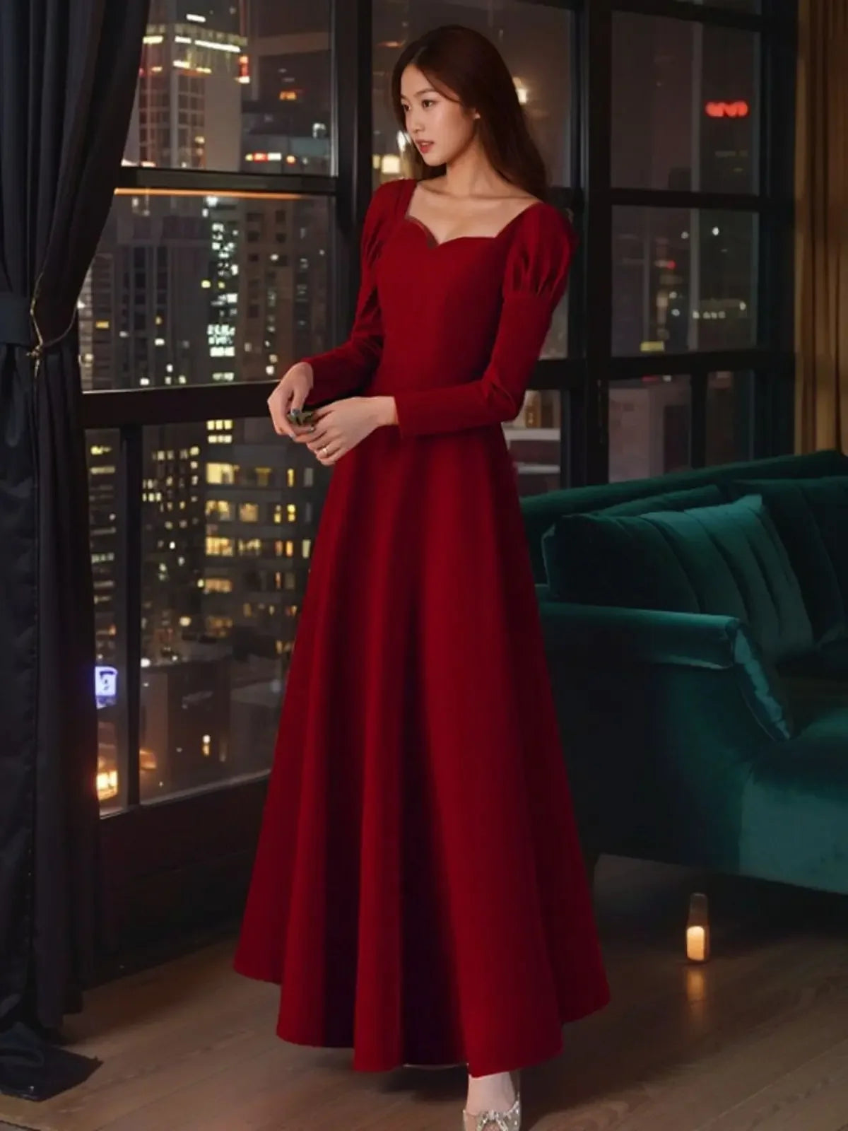 Long Wedding Dress Evening Gown for Bride Engagement Party Autumn Winter New 2025 Large Size Drinking Ceremony Dress