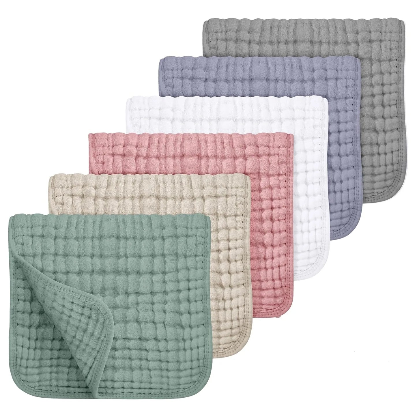 6Pcs Baby Cotton Washcloth Absorbent Soft Gauze Facecloth Saliva Towel Feeding Baby Stuff Strong Water Absorption and Softness