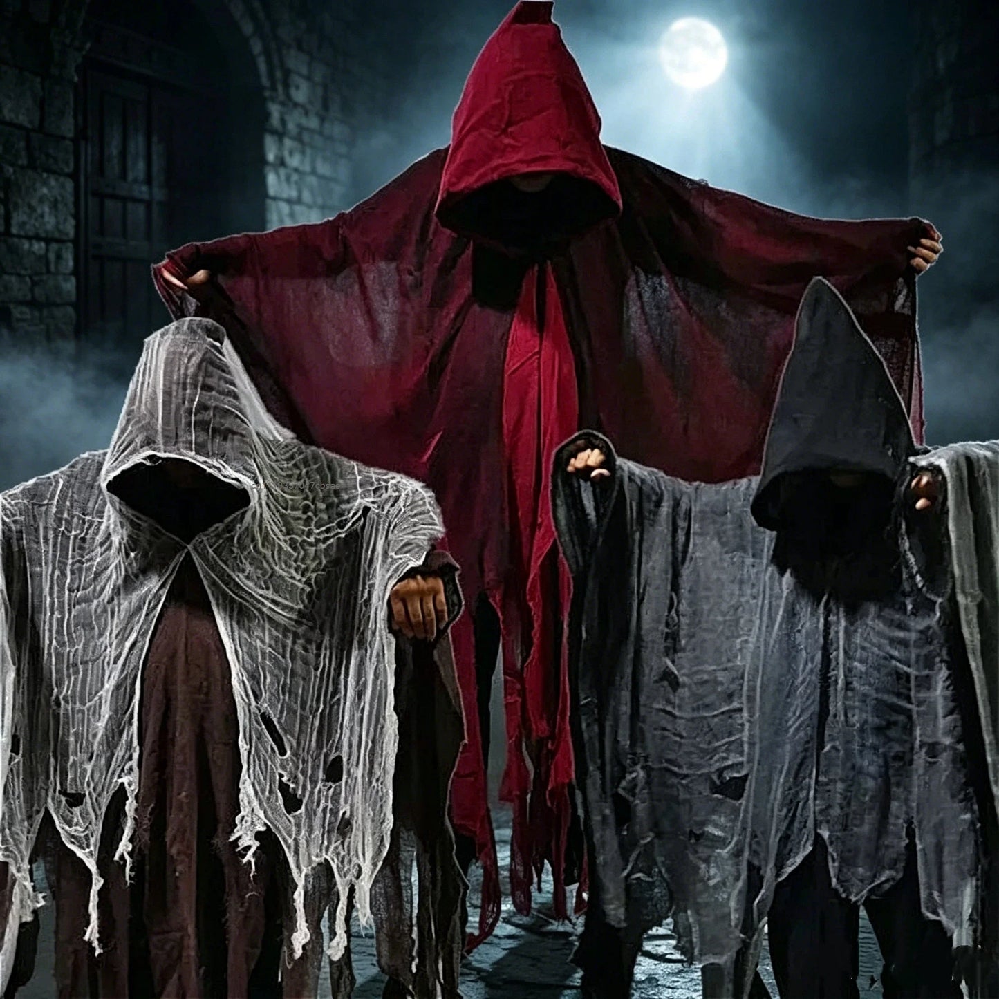 Halloween Ghost Dementor Cosplay Costume Adult Gothic Horror Zombie Tattered Hooded Capes Unisex Party Cosplays Cloaks New 2026