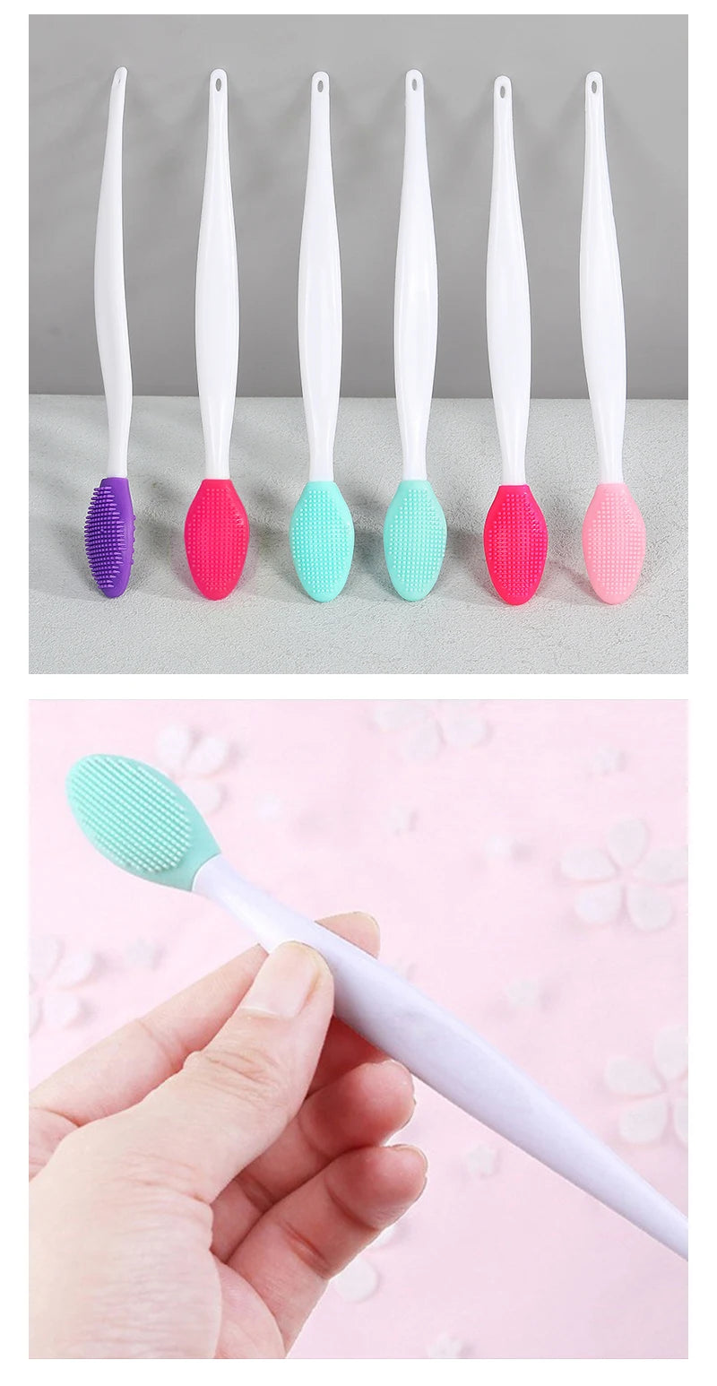 5 Pcs Lip Scrub Brush Silicone Brush Tool Double Sided Mini Exfoliating Brush Exfoliating Lip Brush Lip Scrub Tool for Dark Lips