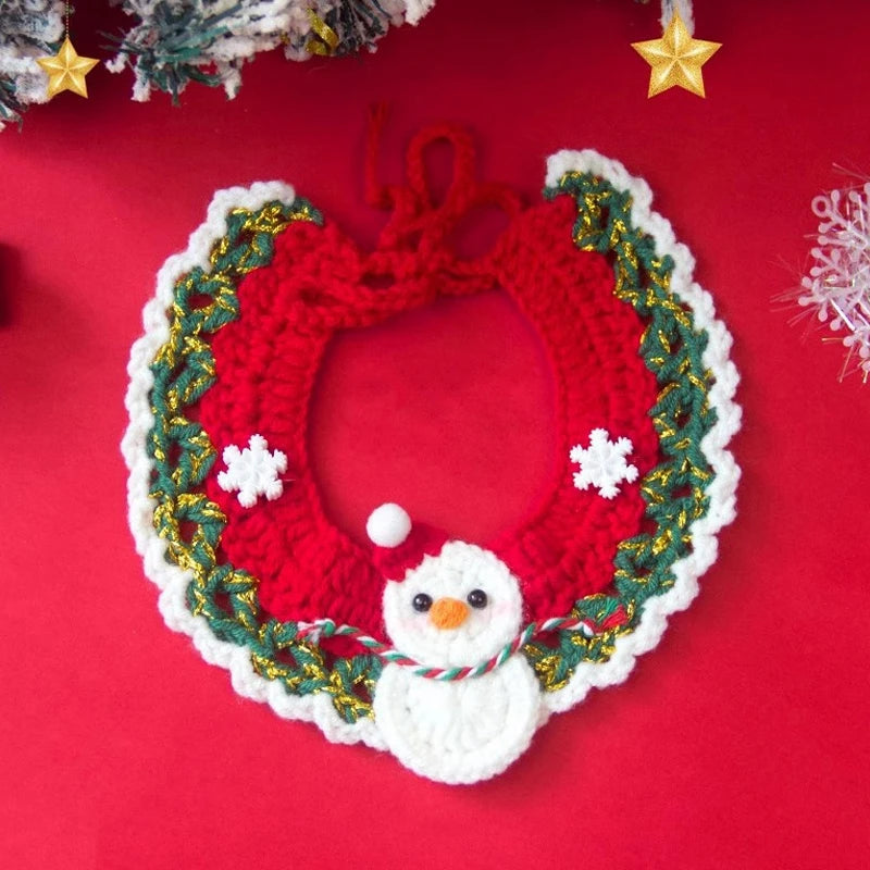 New Year Cat Collar Pet Cat Dog Scarfs Crocheted Kitten Puppy Collar Spring Festival Cat Cosplay Costume Pet Accessiories