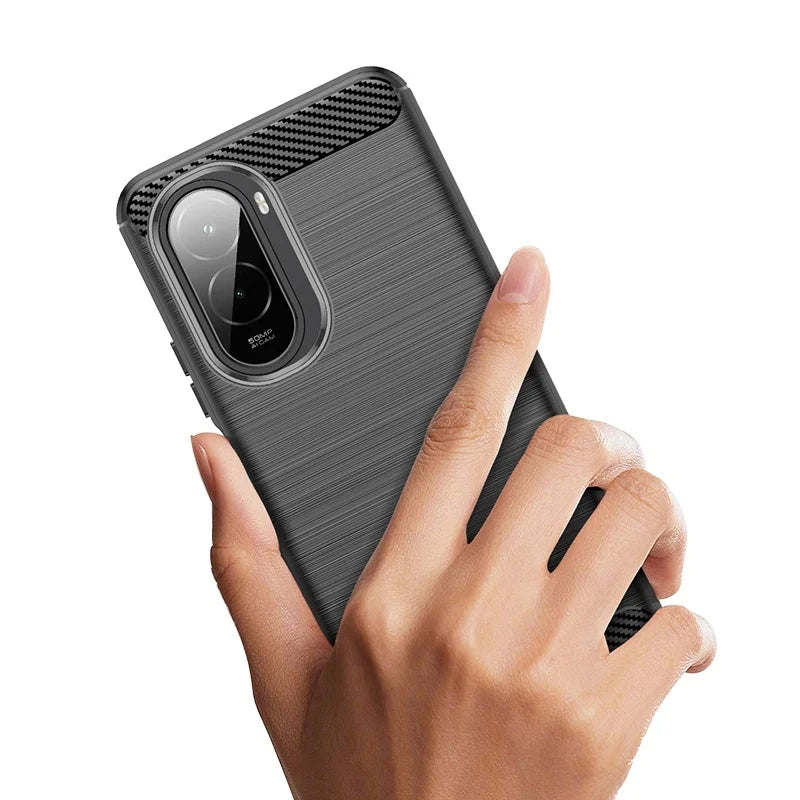 For Poco M7 Case Cover Xiaomi Poco M7 Capas Shockproof Phone Bumper Armor Coque Carbon Fibre Back TPU Soft Fundas Poco M7 Cover
