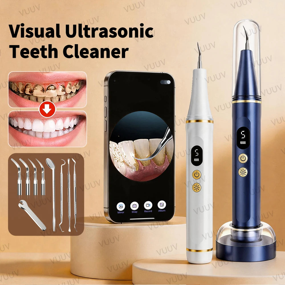 Visible Ultrasonic Dental Scaler Tartar Remover 5 modes with LED Light Household Teeth Cleaning Tools Dental Cleaner Oral Care
