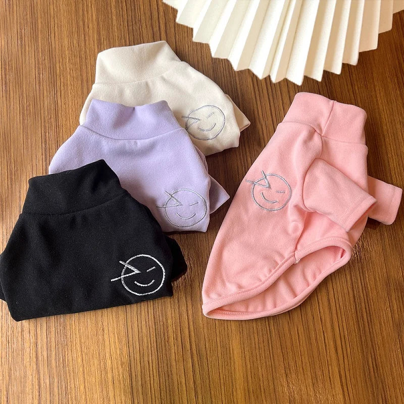 Solid Pet Fleece Dog Hoodies High Collar Dog Clothes Autumn Winter Puppy Warm Clothes Plush Dog Undershirt Chihuahua Cat Shirts