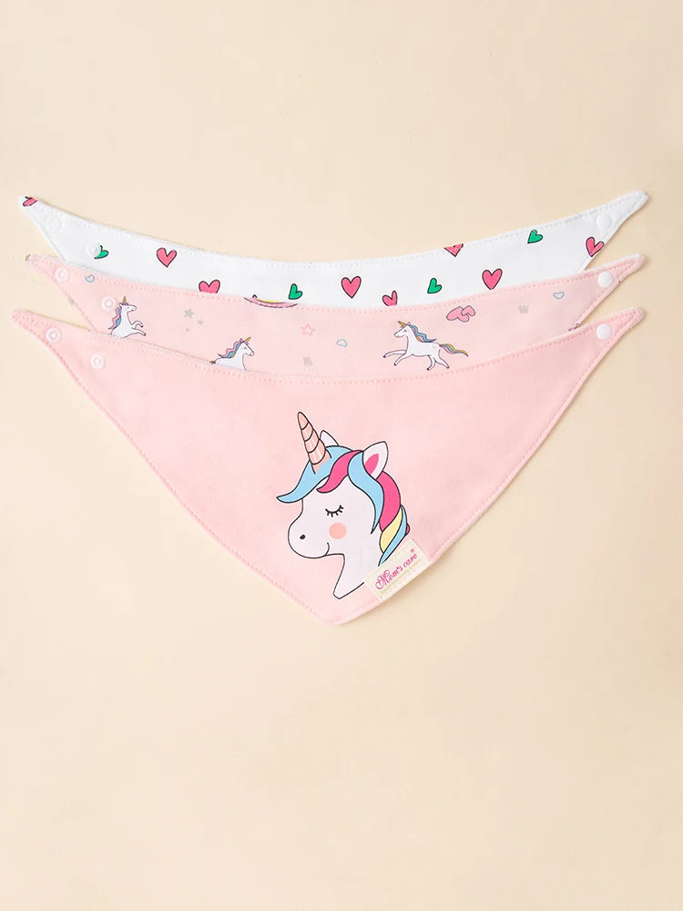 3Pcs Baby Feeding Bib Made of Cotton Mouth Water Towel Double-layer Soft Comfortable Adjustable Size Sccessories 0-3 Y