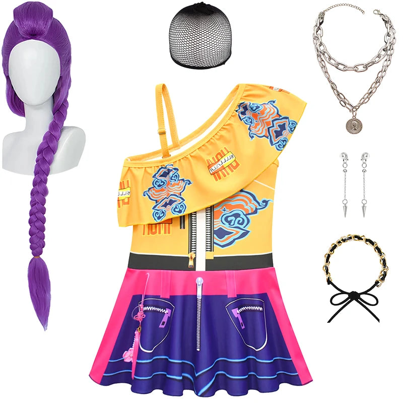 Summer 2026 Kpop Kids Swimsuit Festival Children Cosplay Demon Hunter Rumi Girls Outfits Holiday Beach Party Children's Swimwear