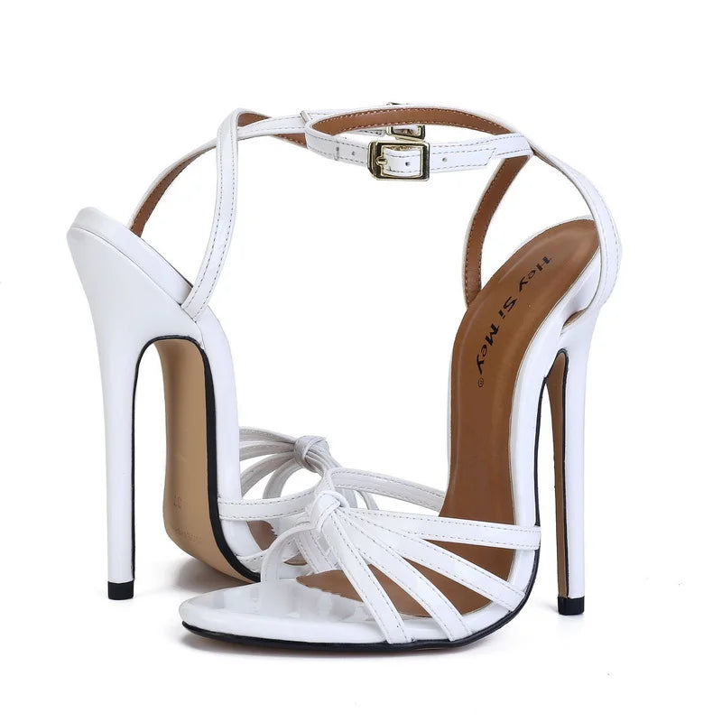 FHC New 16cm High Heels Sandals,Women Sexy Summer Shoes,Fashion Ankle Buckle Strap,Black,Red,White,Customized Colors