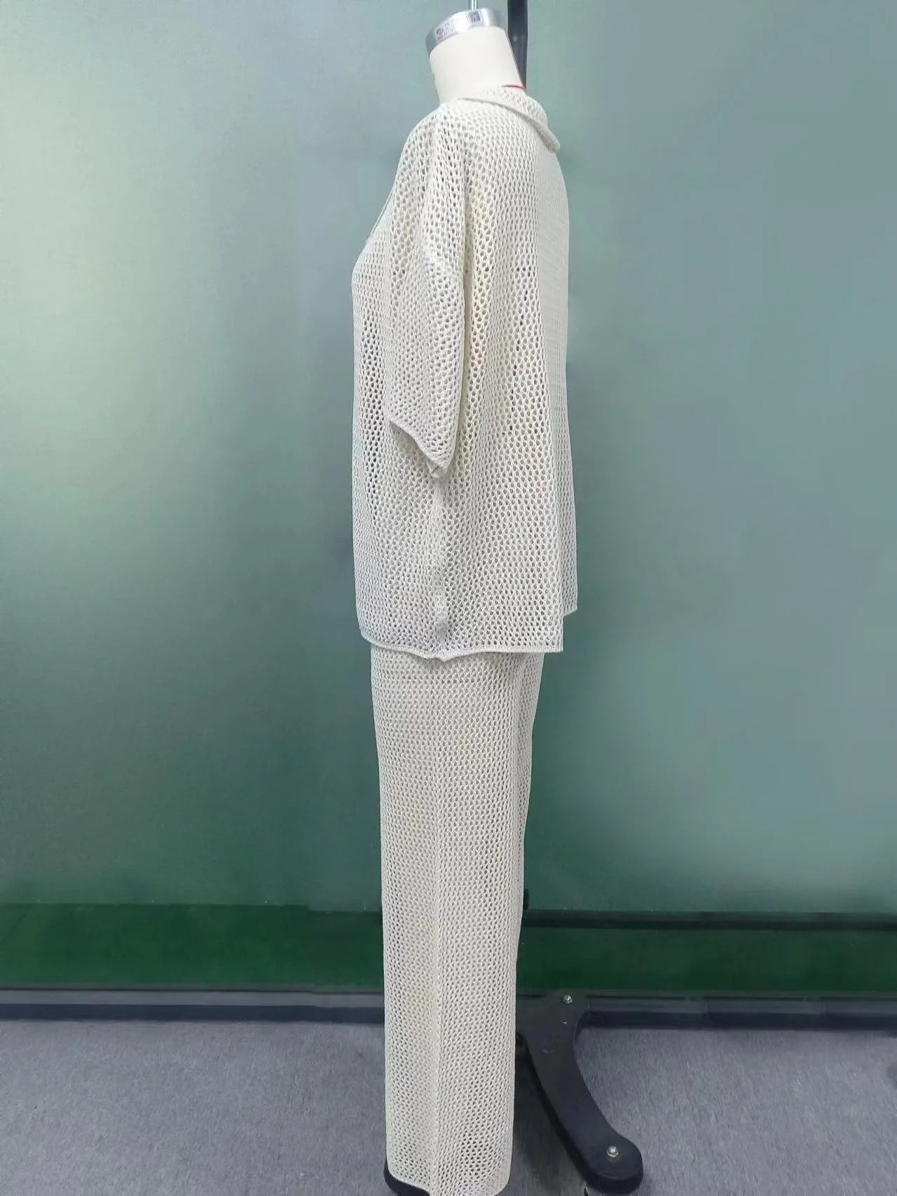 Suimsuit Cover up Beach 2025 Knitted Hollow Out cardigan Top Straight Pants Sets Mesh High-Waist Bottoms Suit Sexy Streetwear