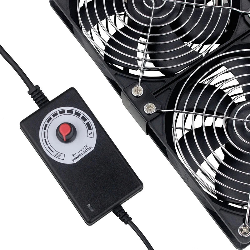220V 12V Exhaust Cooling Fans with Controller 12cm for Workstation Cabinet Radiator Server Fan for GPU VGA Btc Machine Chassis