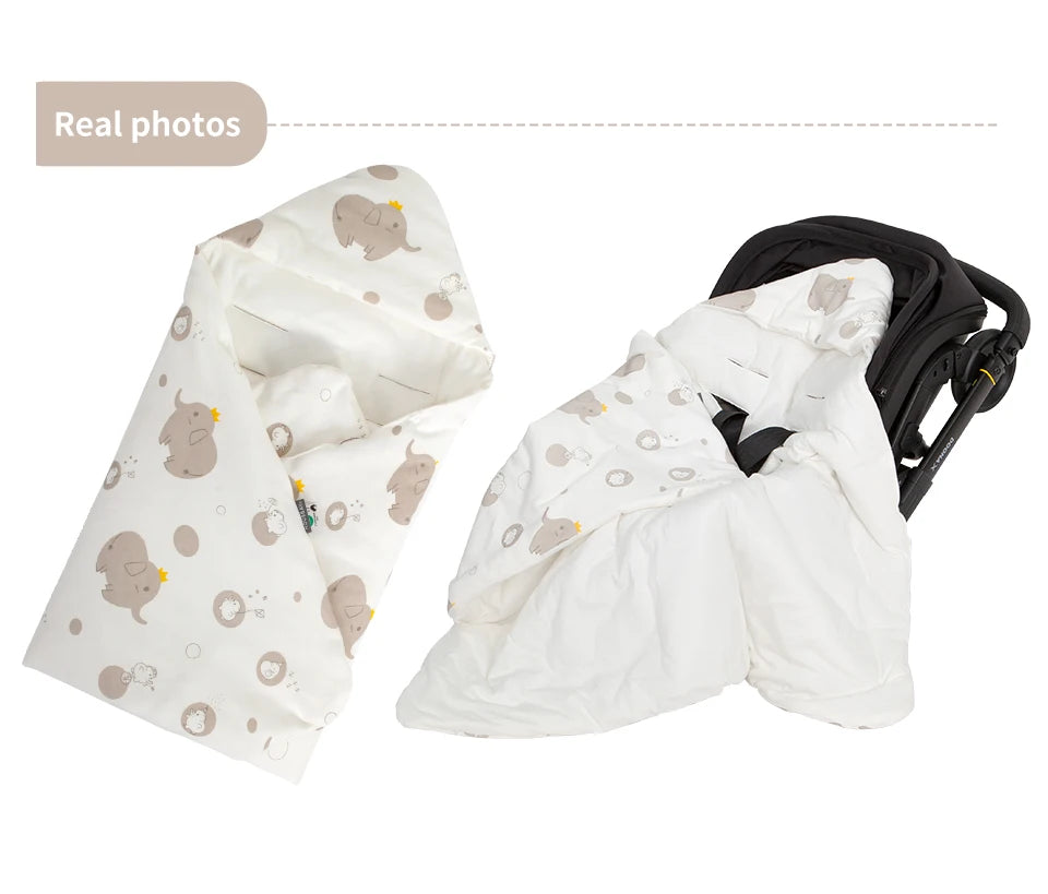 Baby Wrap Blanket For The Newborn With Windproof Hooded In A Infant Car Seat Autumn Warm Envelope For Discharge 0-6 Months