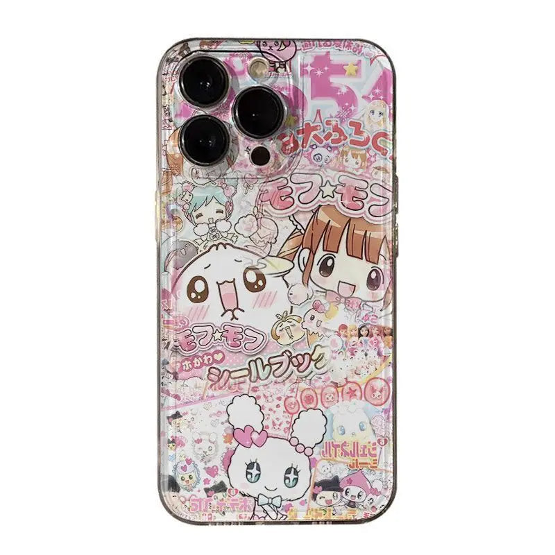 Cute Japanese Anime Pattern Phone Case For iPhone 17 16 15 14 13 12 11 Pro Max XR XS MAX 7 8 PLUS MINI INS Transparent Cover