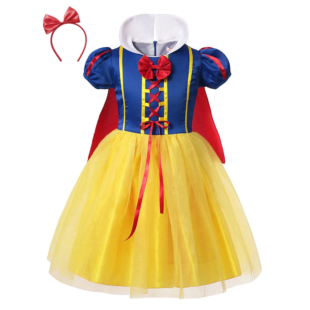 Halloween Birthday Carnival Princess Costume Dress Elsa Anna Snow White Aurora Moana Rapunzel Mermaid Belle for Girls 2-8Y