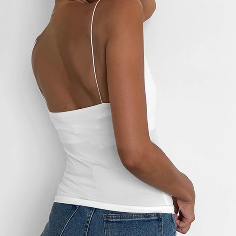 Summer Sexy Women Thin Wild Solid Camis Vest Tank Tops Female Strap Basic Tops Slim Sleeveless Camisole