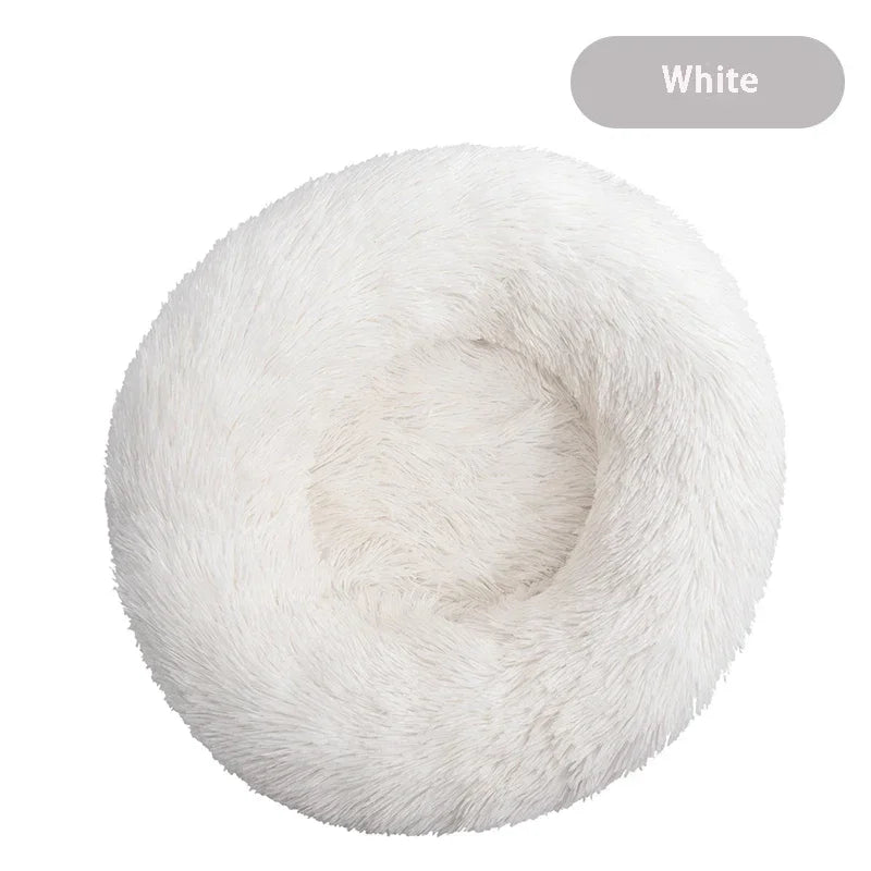 Round Dog Bed Long Plush Pet Kennel Washable Cat House Soft Cotton Mats Sofa For Small Large Dog Chihuahua Dog Basket Pet Bed