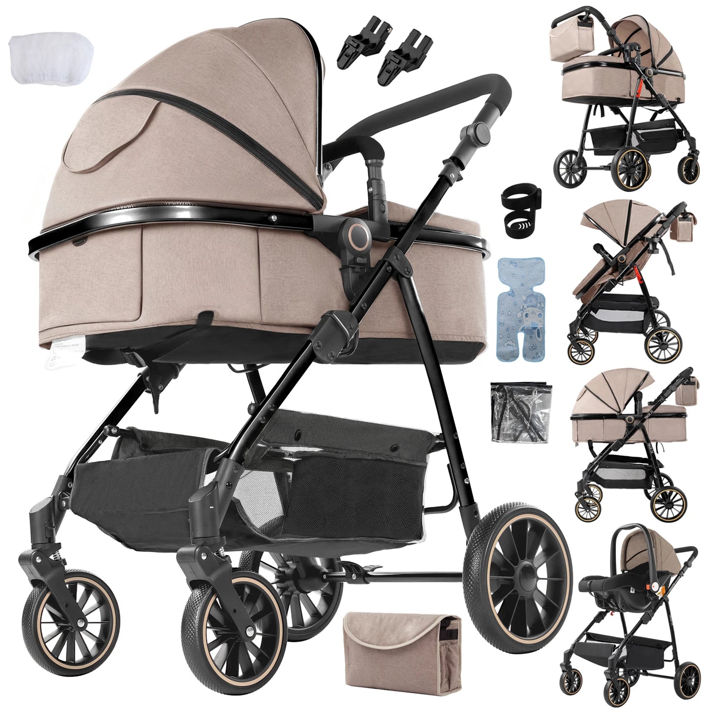 3-in-1 Baby Stroller Convertible Car Seat Carrier Newborn