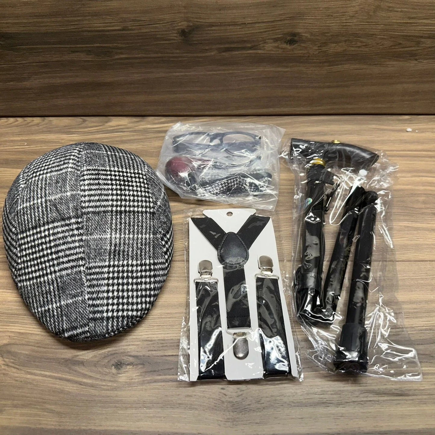 Halloween Costumes 100 Days of School Old Man Costume Accessories Grandpa Cosplay Outfit with Hat Vest Bow Tie Suspenders Glass