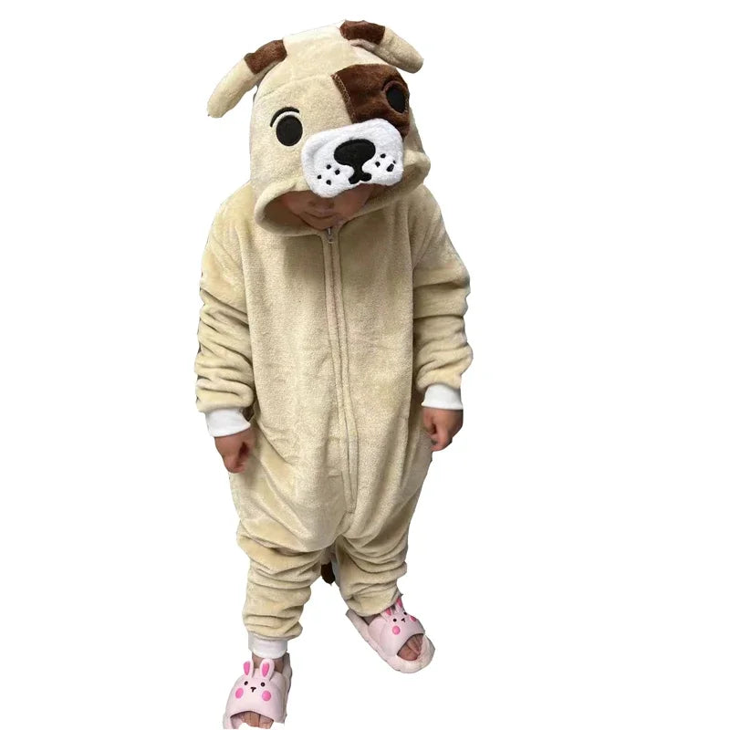 Children Onesies Pekingese Dog Kids Kigurumi Pajamas For Girls Boys Pijamas Flannel Cartoon Bodysuit Birthday Cosplay Costume