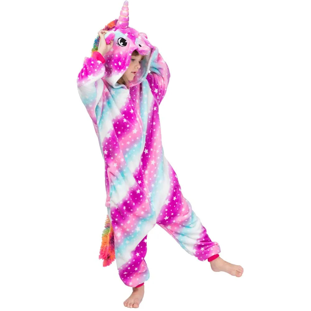 Kigurumi Onesie Kids Unicorn Pajamas For Children Animal Cartoon Blanket Sleepers Baby Costume Winter Boy Girl Licorne Jumspuit