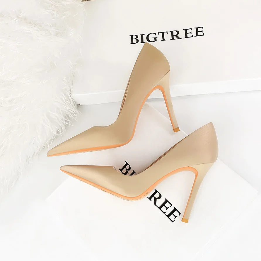 Large Size 43 Pointed Shoes Woman Pumps Professional OL High Heels Office Shoes Silks Satins Women Heels Stilettos Ladies Shoes