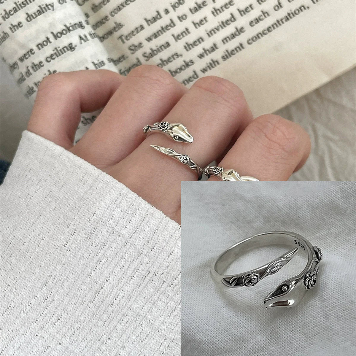 VENTFILLE 925 Sterling Silver Geometric Line Cross Wrap Open Ring For Women Gift Irregular Punk Adjustable Jewelry Dropshipping