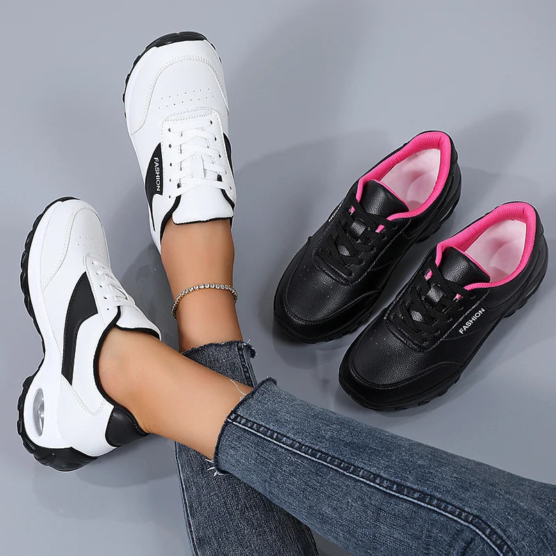 Women's Thick Sole Casual Sneakers women Fashion Vulcanized Shoes Designer Trainers Platform Lace Up Walking Shoes